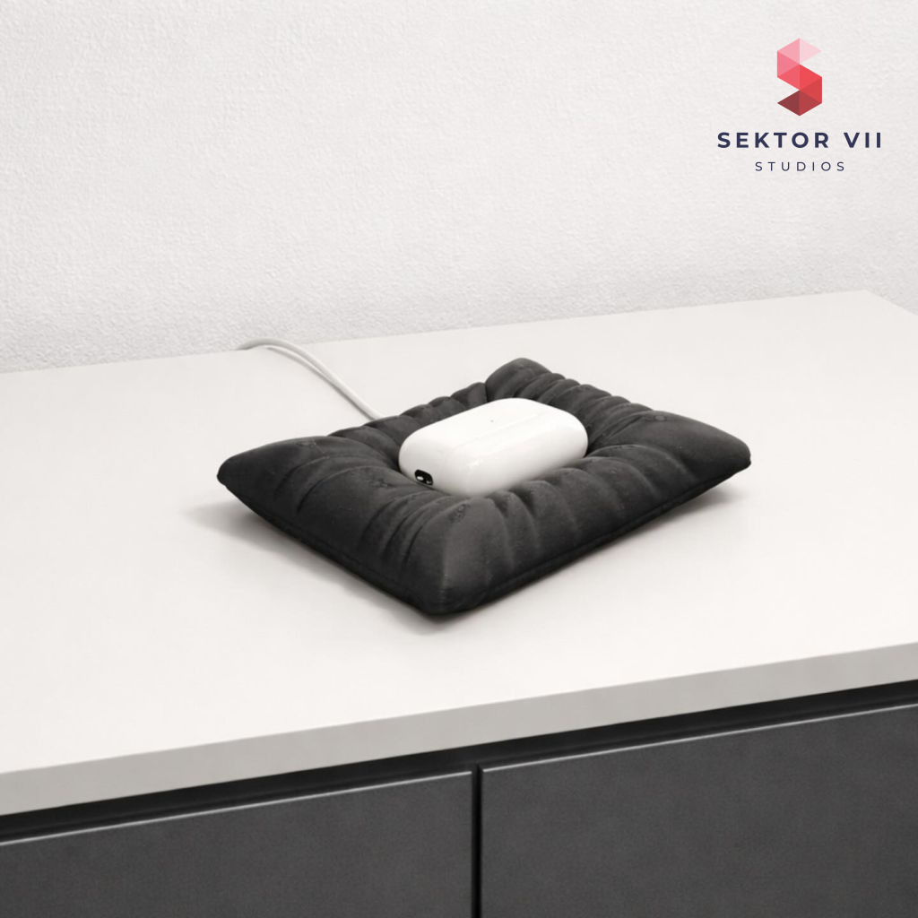 AirPods charging pillow, a cosy practical desk print