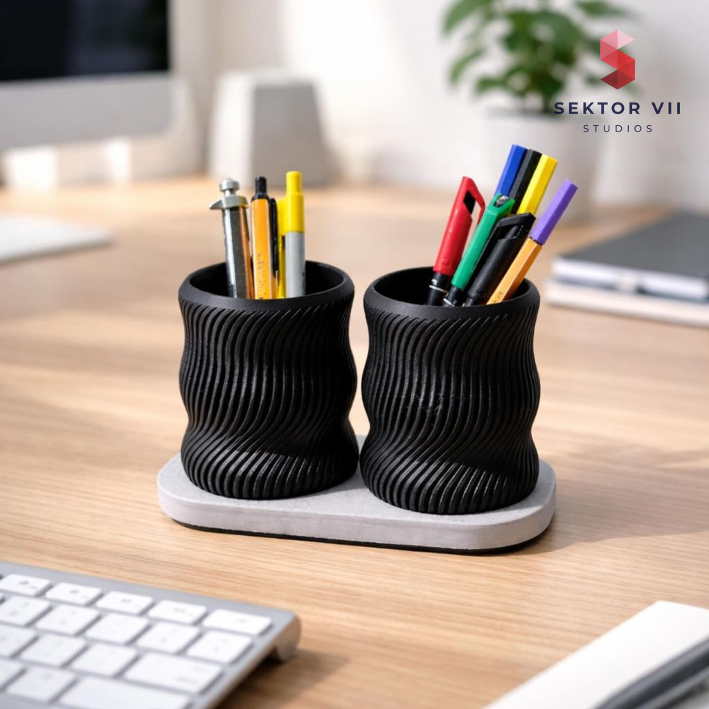 Wave pen holder 3D print, a sturdy calm desk organizer