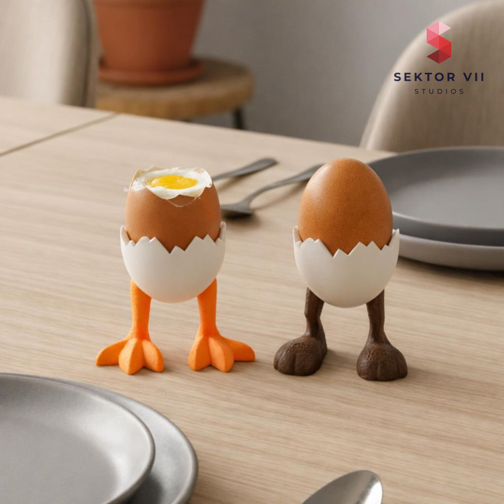 Egg holder with legs, a playful sturdy Easter print