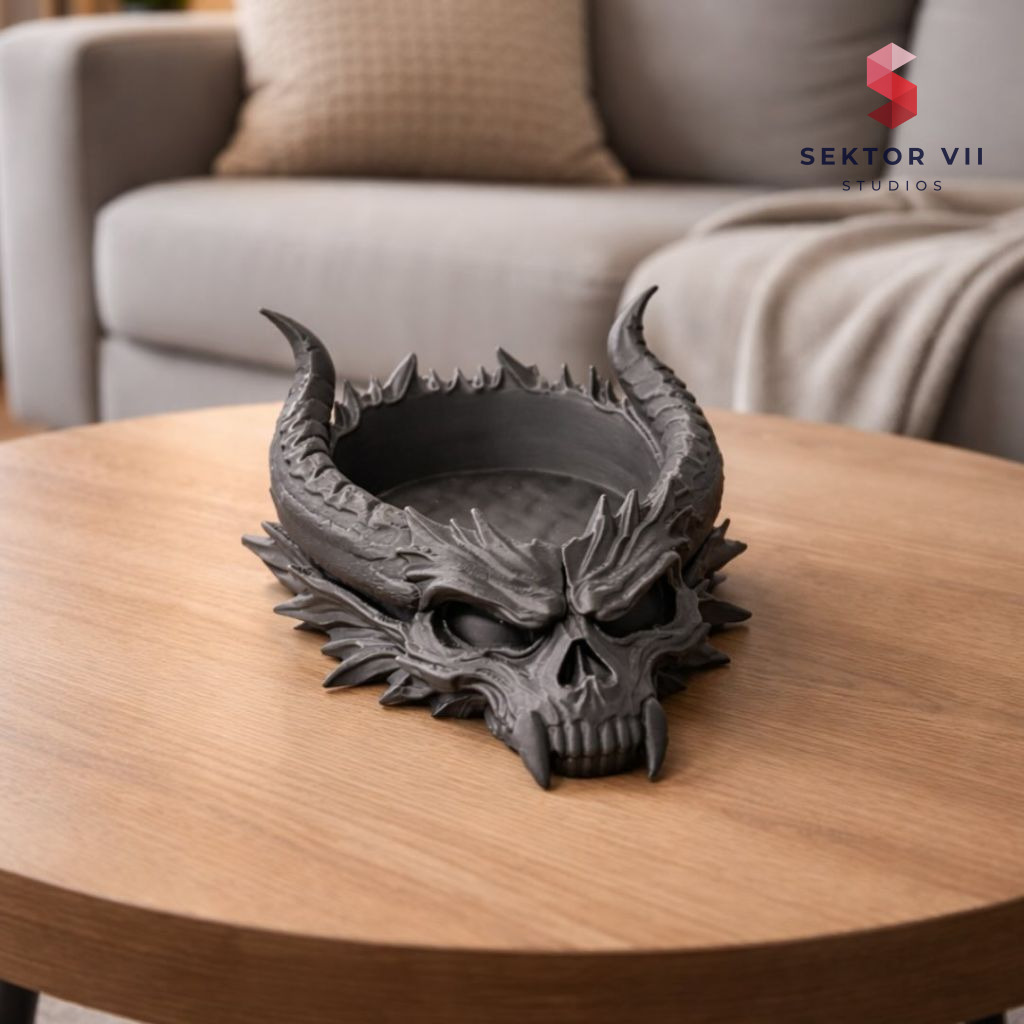 Skull catchall bowl 3D print, a bold eerie desk piece