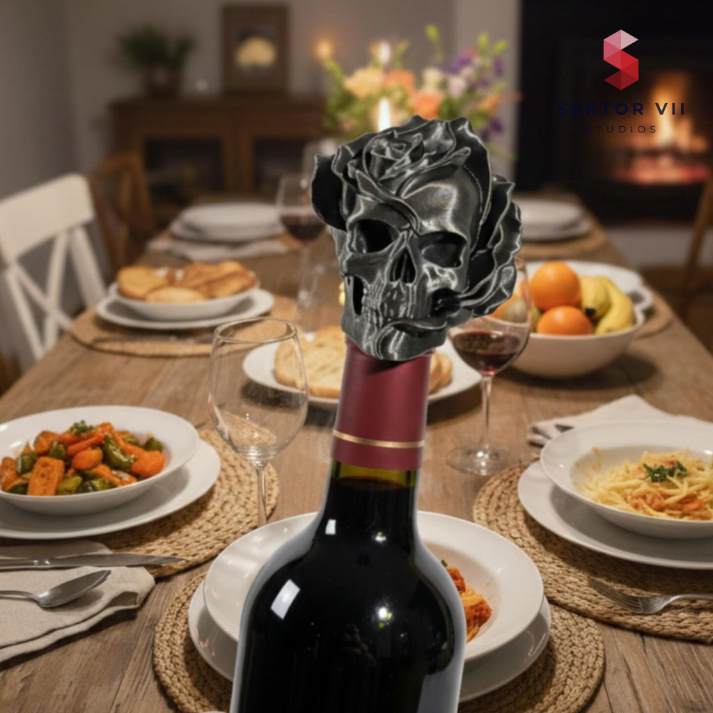 Skeleton Head Wine Bottle Topper, a Bold Gothic Gift