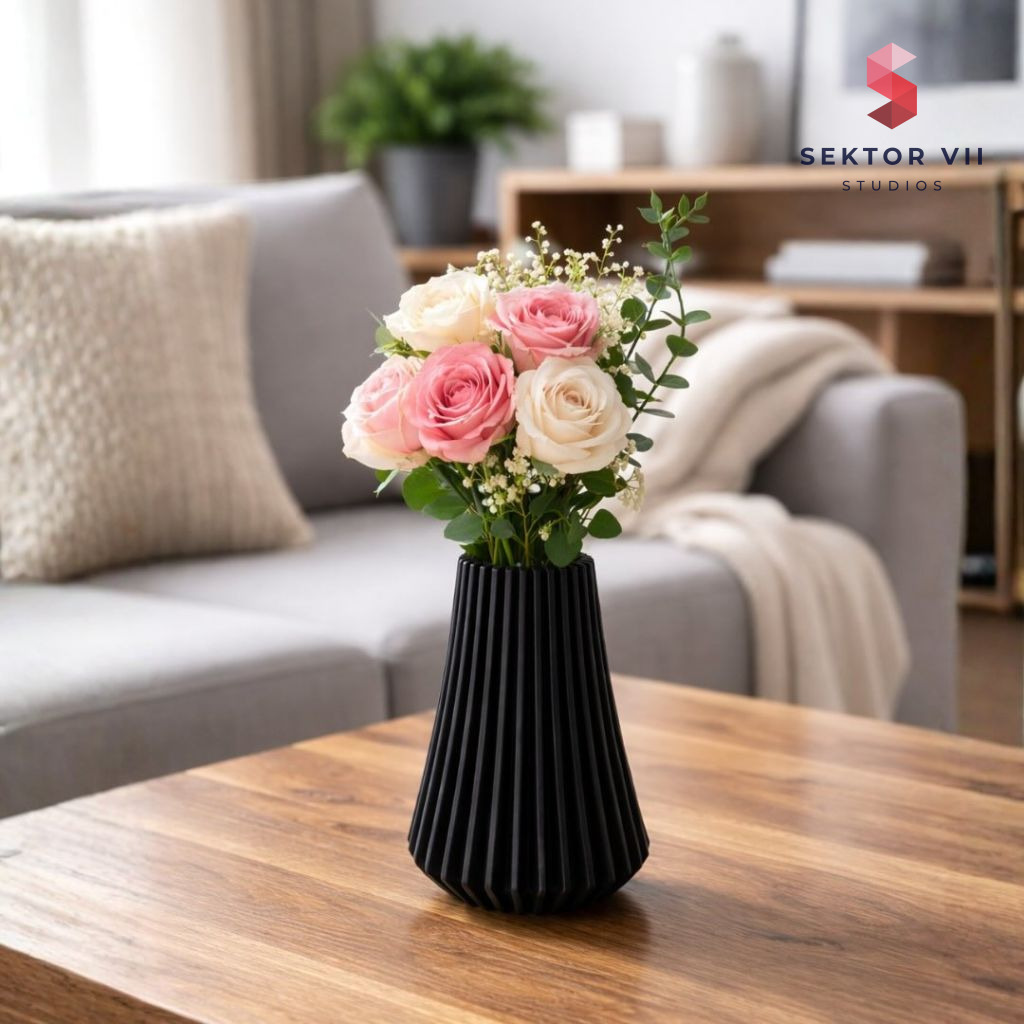 Ribbed vase 3D print, a calm sturdy centerpiece