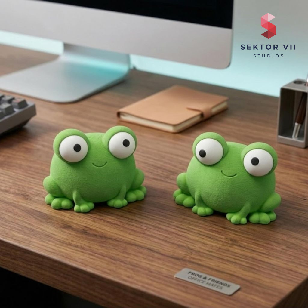 Rotating eyes frog figurine 3D print, a playful desk buddy