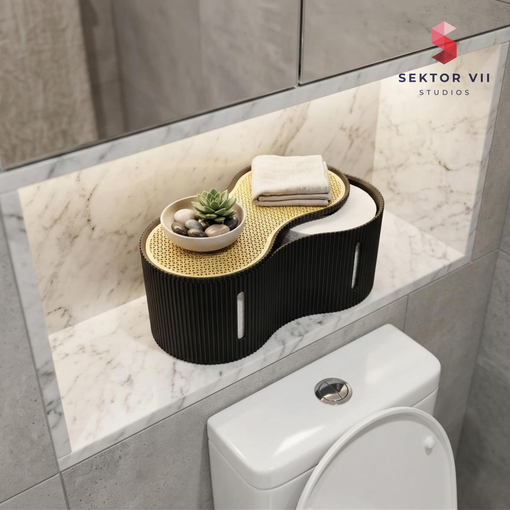 Toilet paper storage box, sturdy and calm bathroom fix