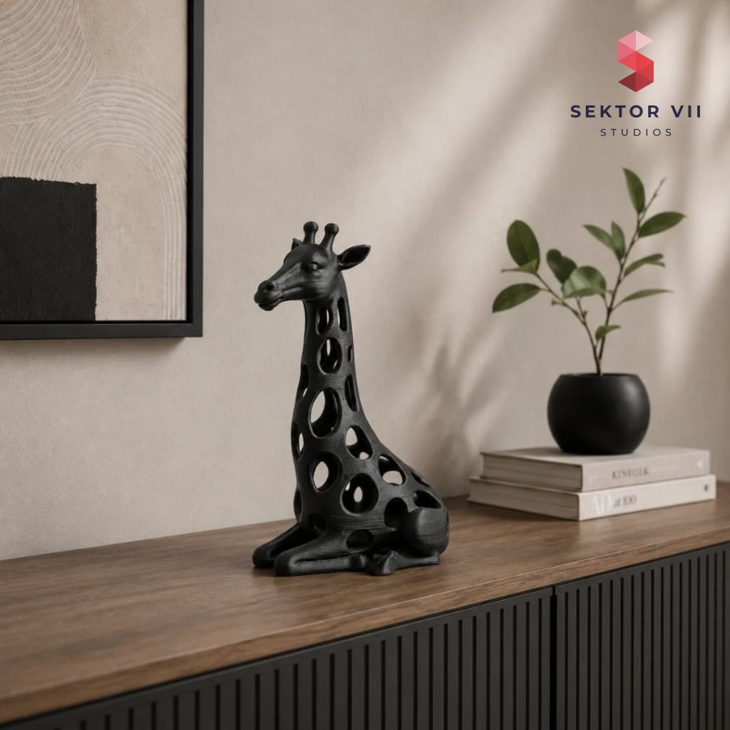 Voronoi giraffe sculpture: a bold, elegant desk piece
