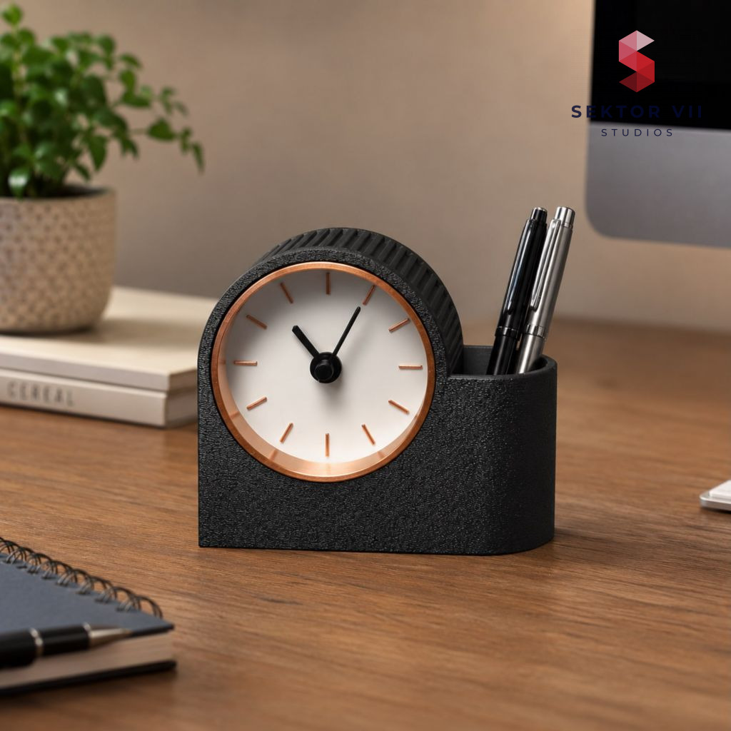 Japandi desk clock JUMU, a calm 3-piece workspace build