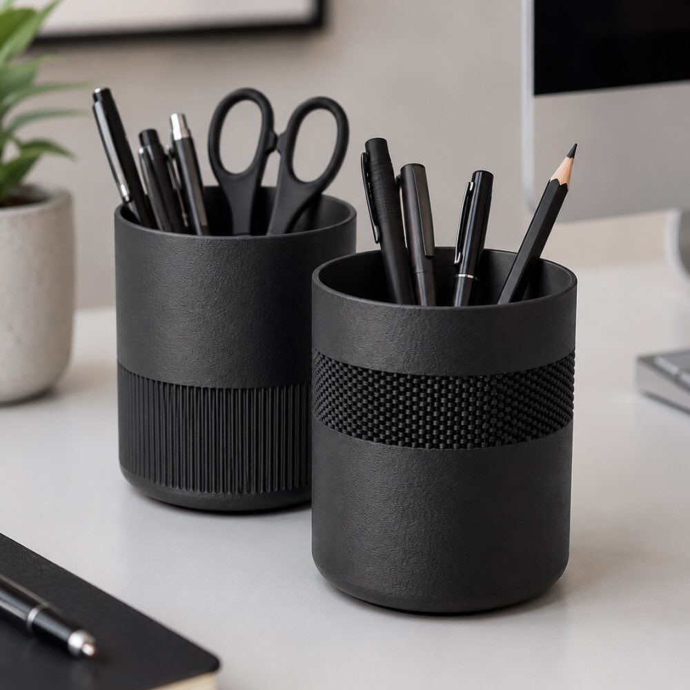 Pen Holder 3D Print With Bold Woven Pattern
