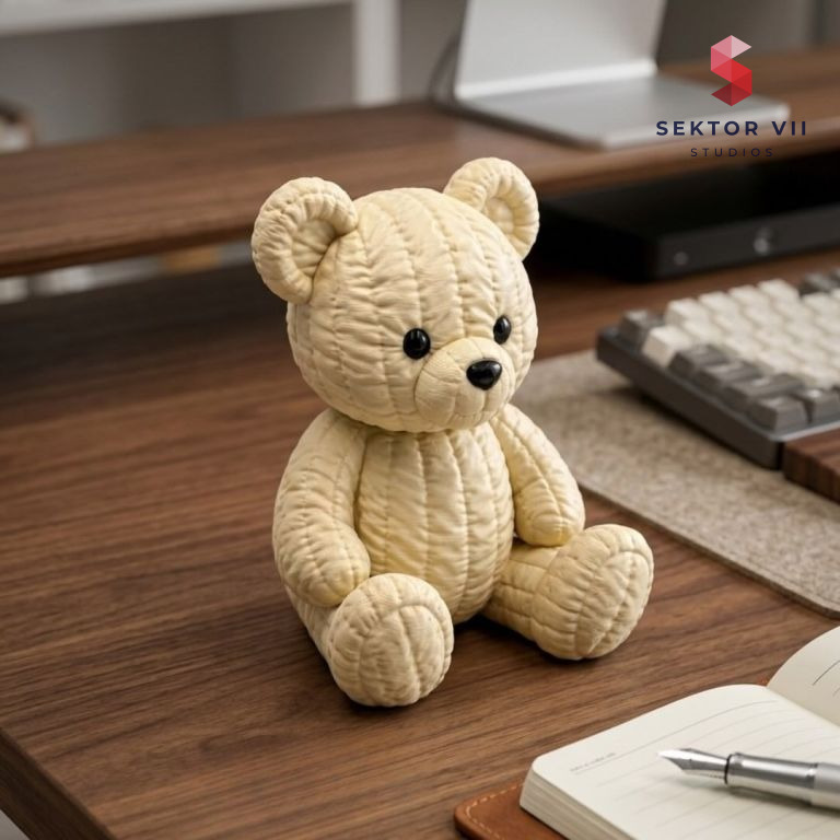 Knitted cushion teddy bear, a cozy free 3D print