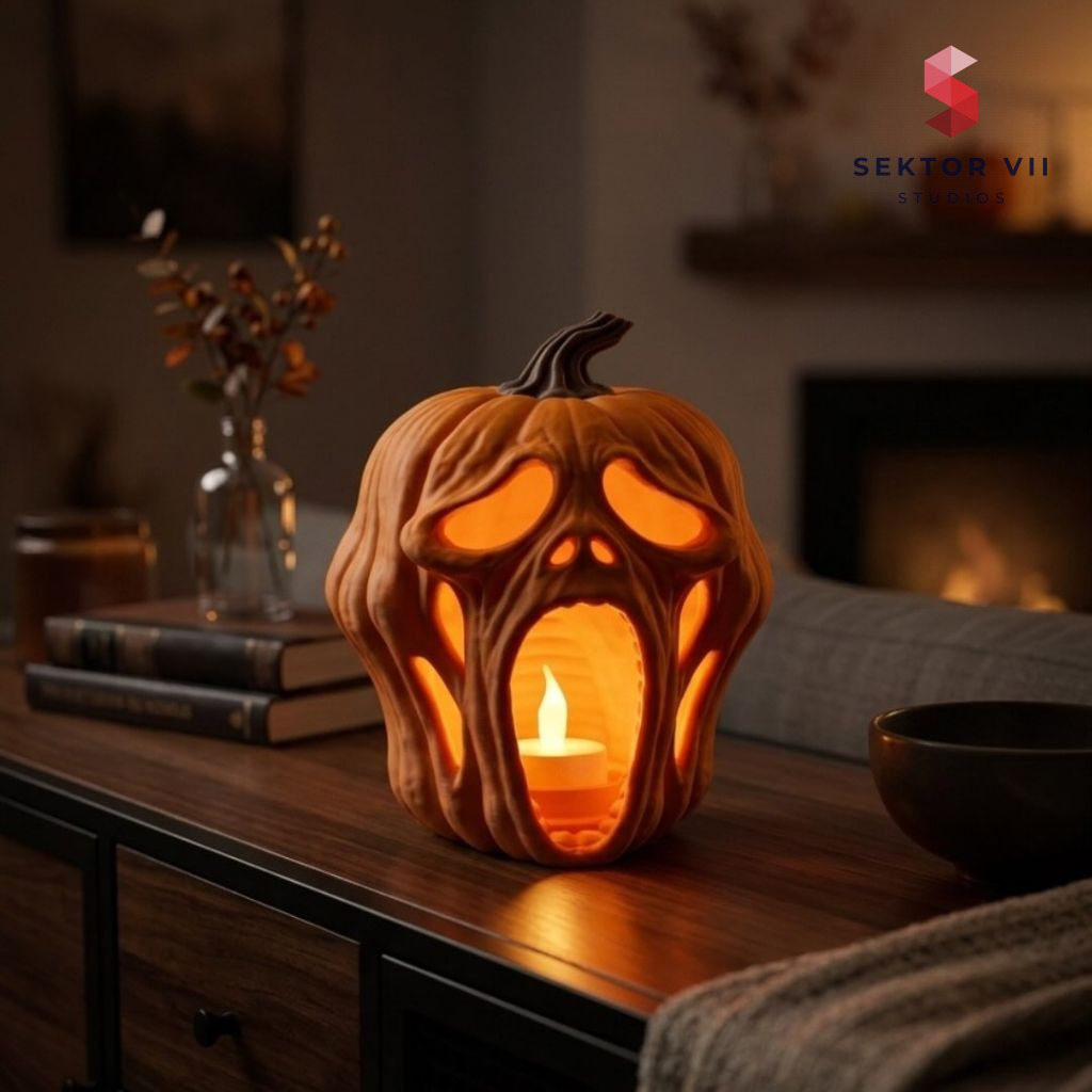 Screaming Pumpkin Tealight Holder
