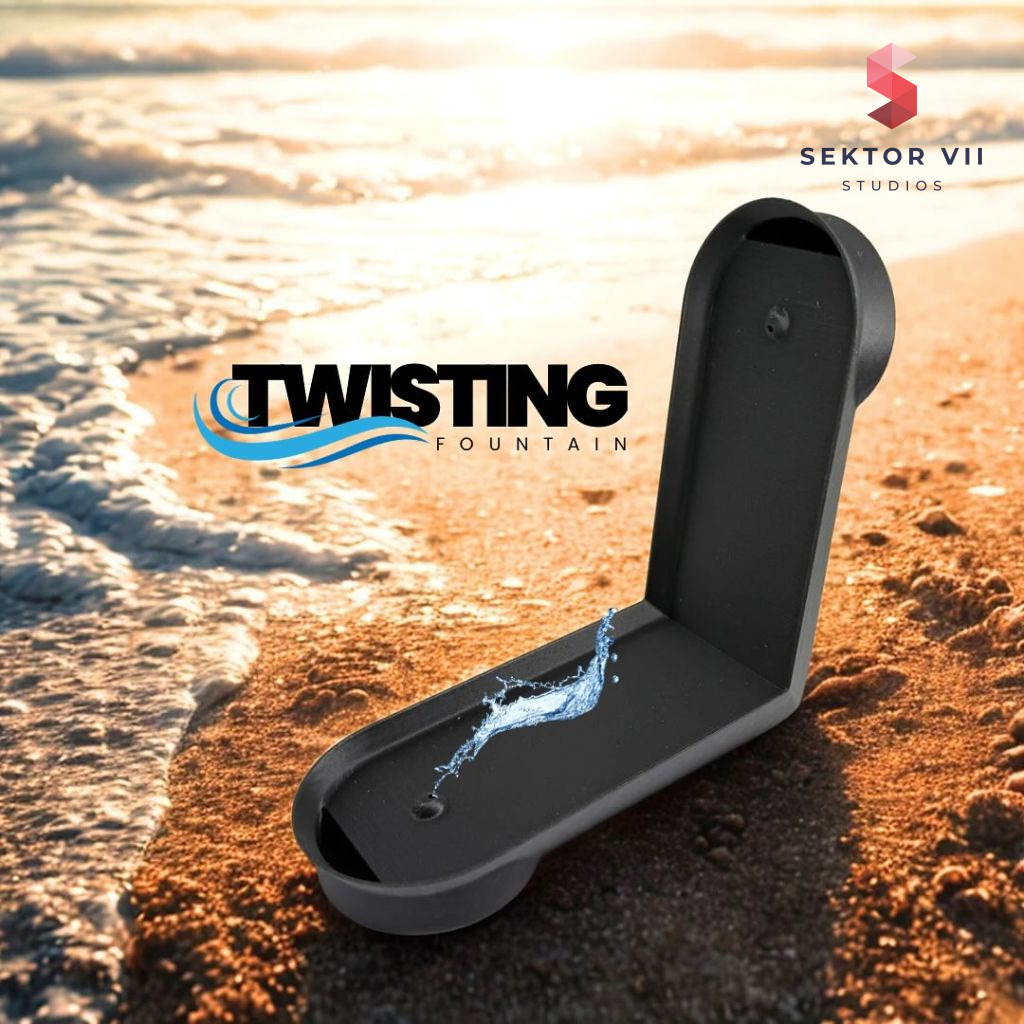 Twisting fountain 3D print, a playful desktop water toy