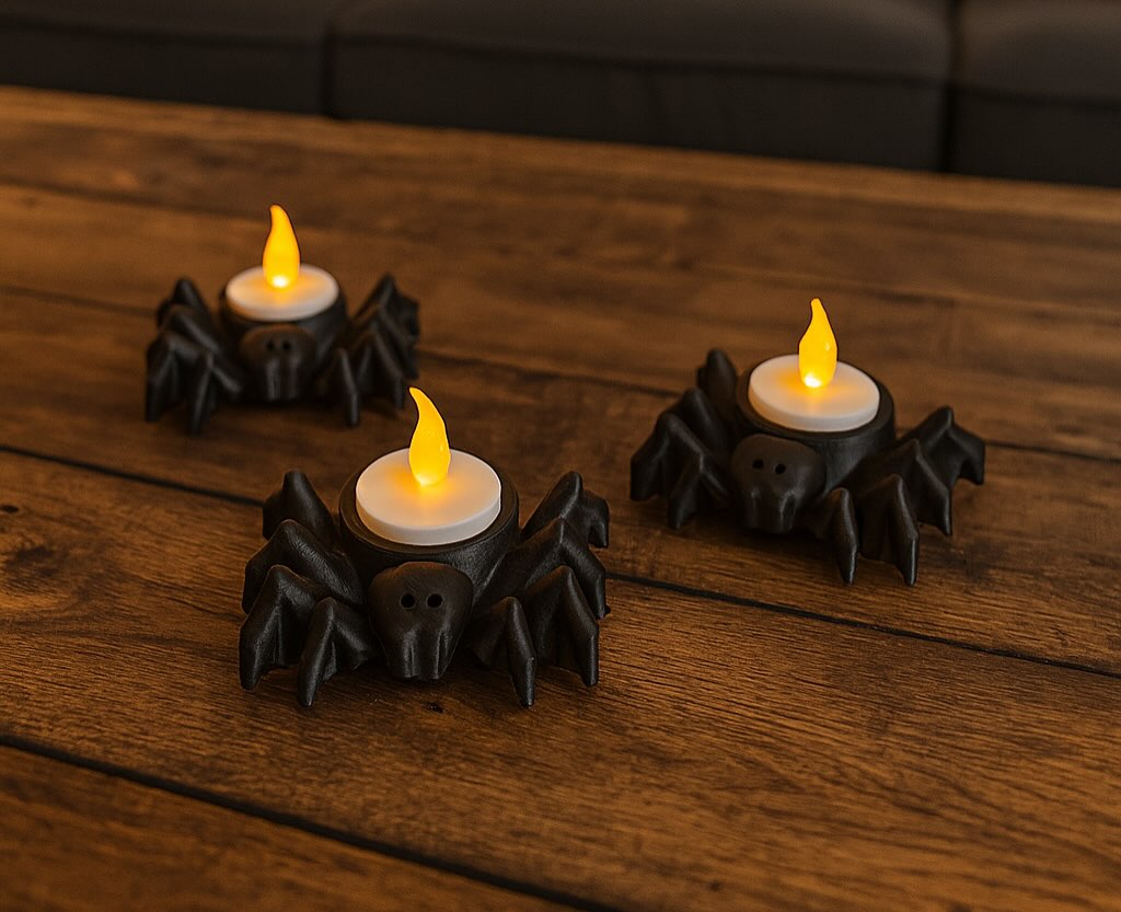 Spider Tealight Holder 3D Print, Eerie and Sturdy
