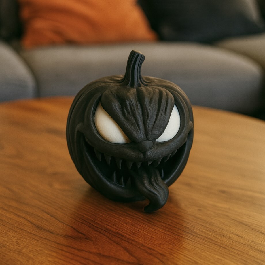Venom pumpkin 3D print, a bold eerie Halloween decoration