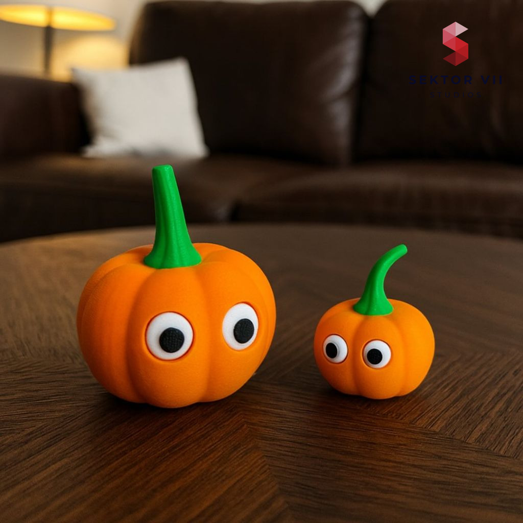 Cute cartoon pumpkin 3D print, a cheerful Halloween figure