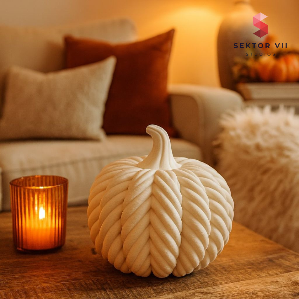 Rope pumpkin 3D print, a sturdy eerie autumn centerpiece