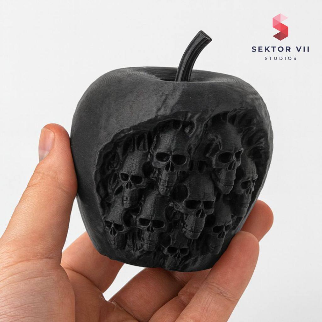 Skull apple 3D print, an eerie unique Halloween piece