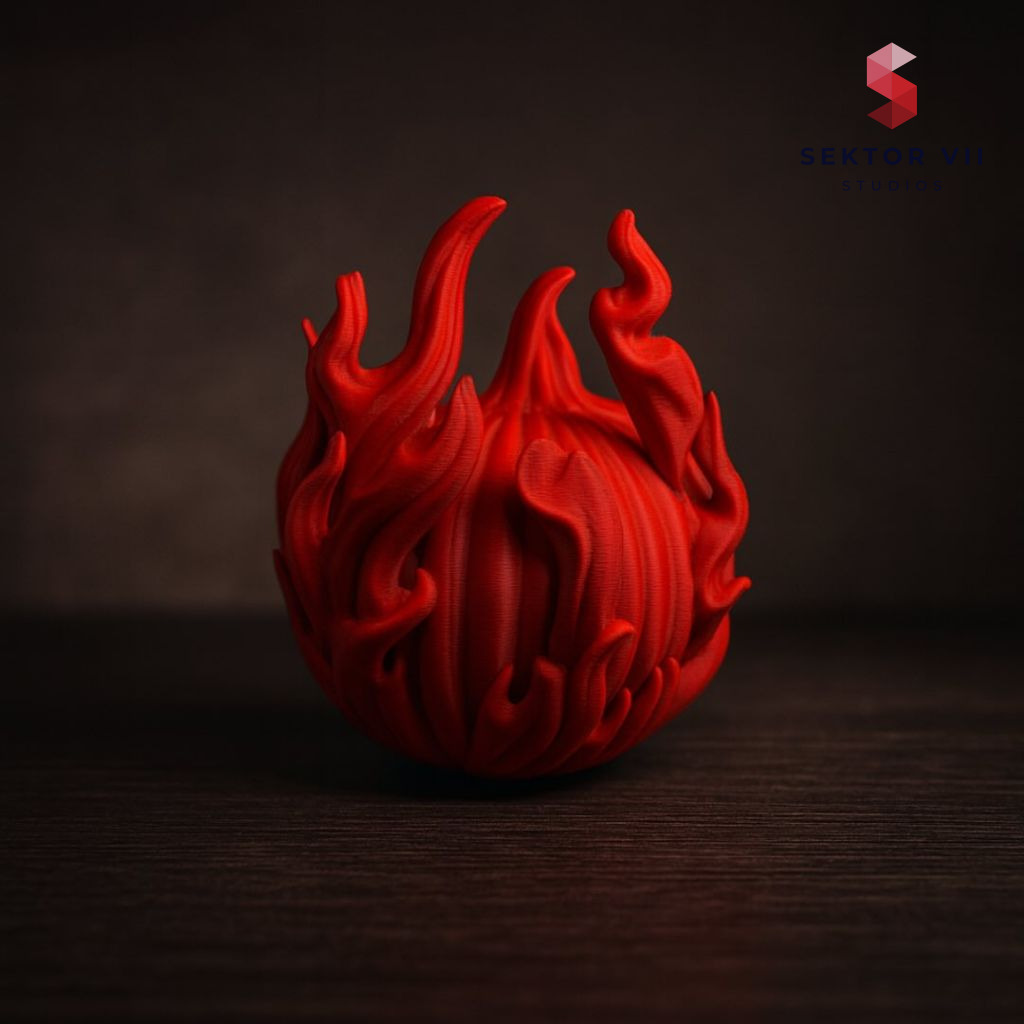 Burning pumpkin 3D print, a bold eerie Halloween piece