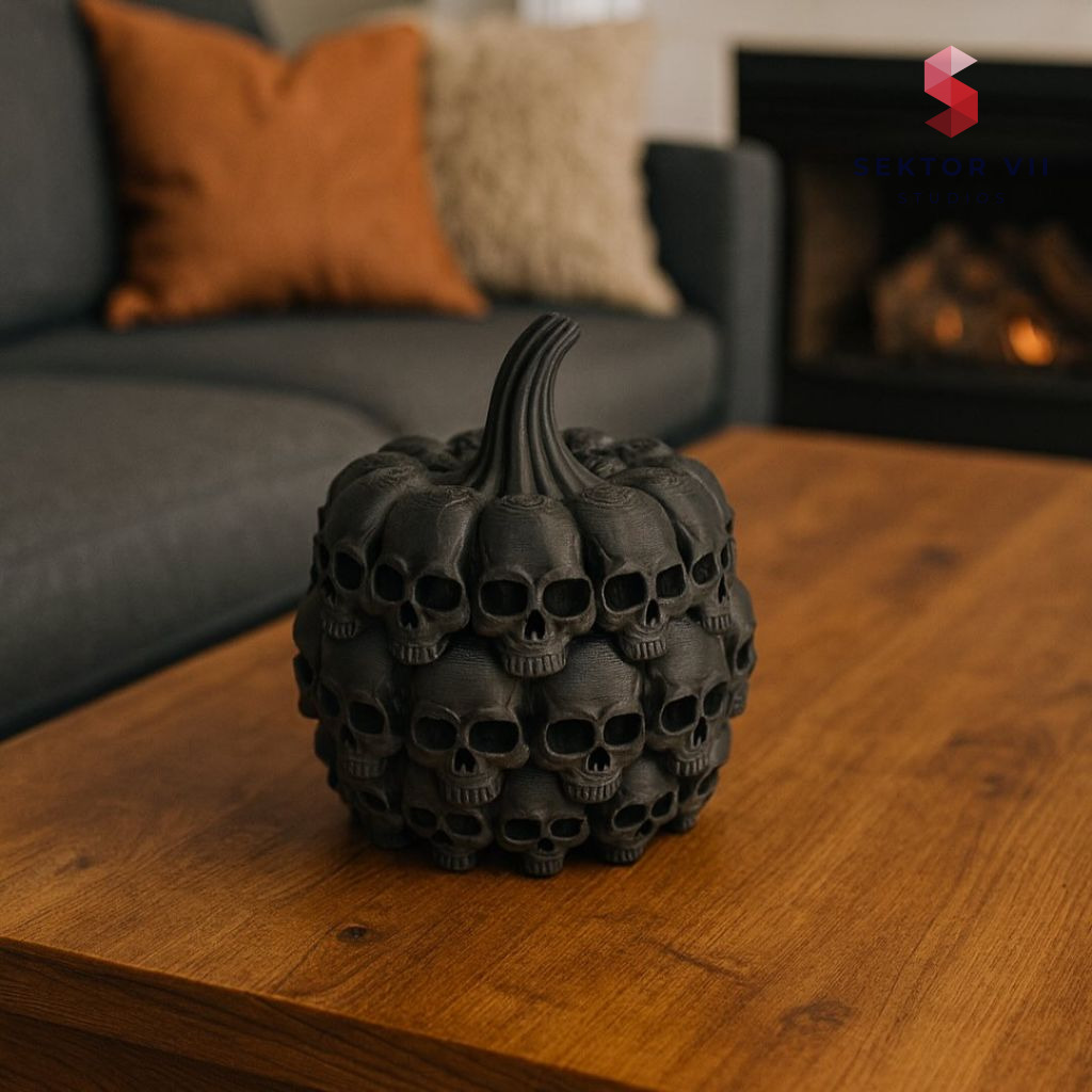 Skull Pumpkin 3D Print, a Bold Eerie Halloween Centerpiece
