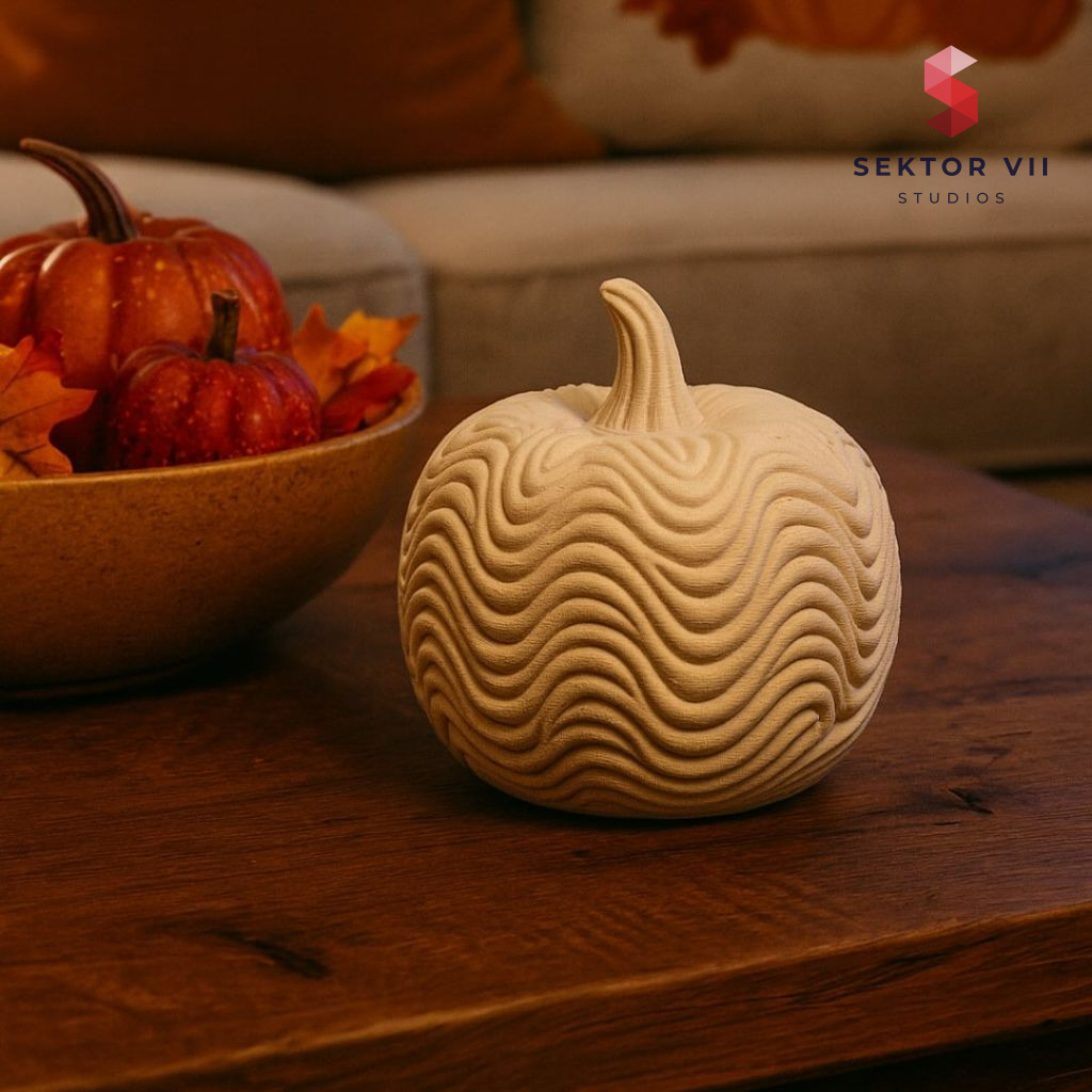 Wave Pumpkin 3D Print, A Sturdy Eerie Autumn Piece
