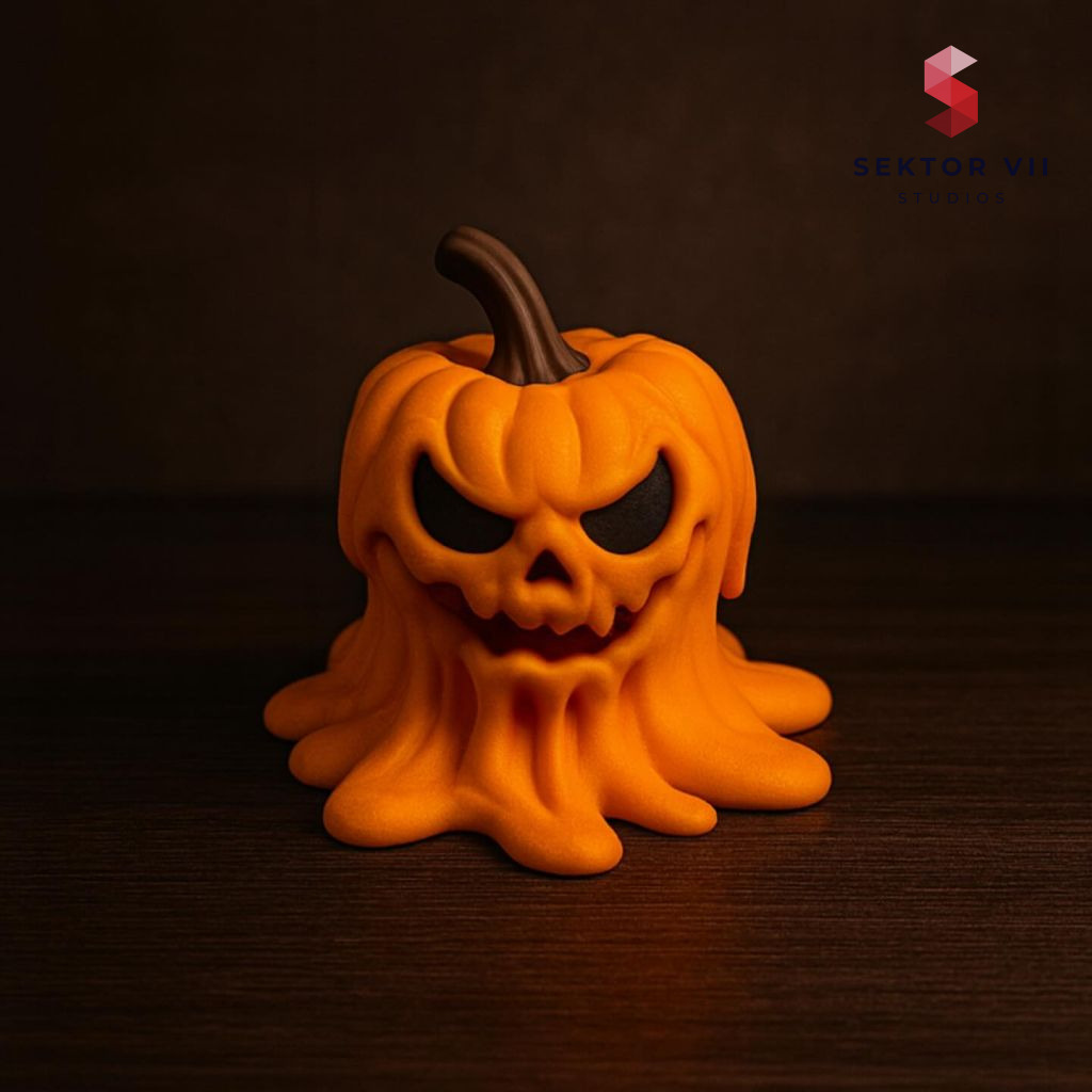Angry Pumpkin 3D Print, a Bold Eerie 3-Piece Halloween Figure