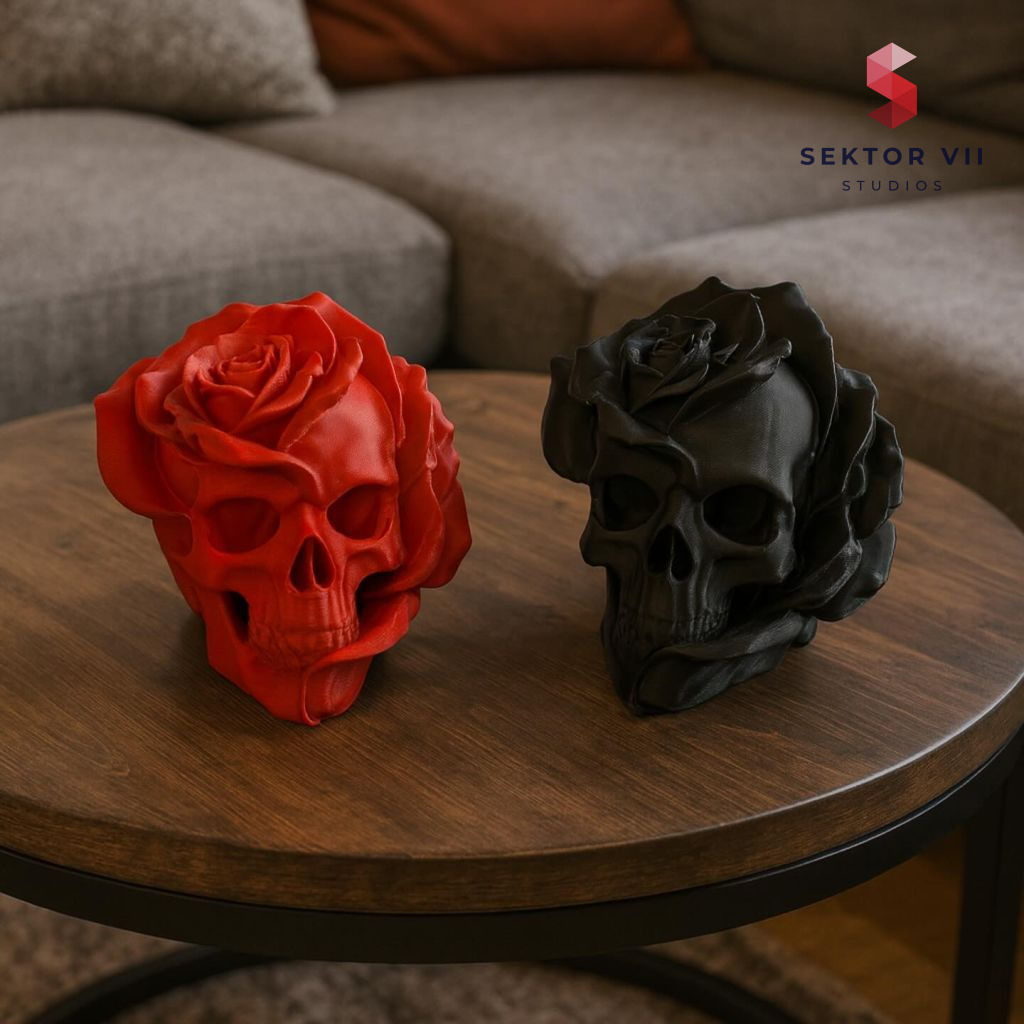Rose skull 3D print, a bold gothic centerpiece