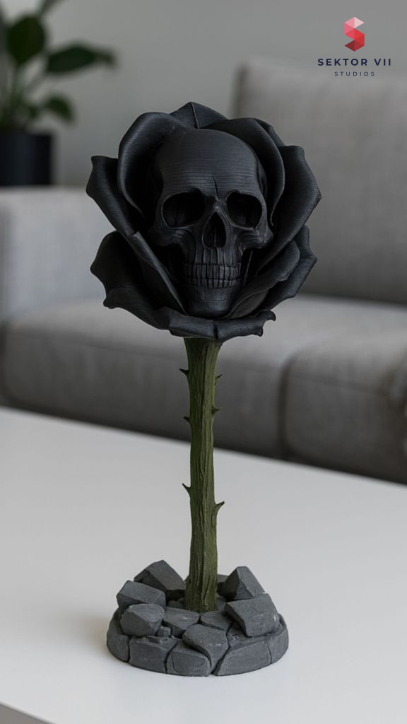Skull Rose 3D Print, a Simple Eerie Sculpture