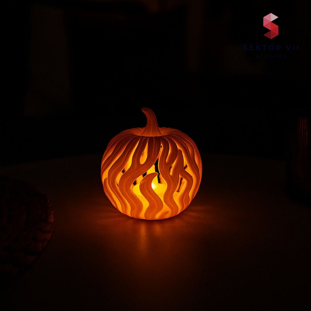 Pumpkin tealight lantern: a bold, eerie autumn glow
