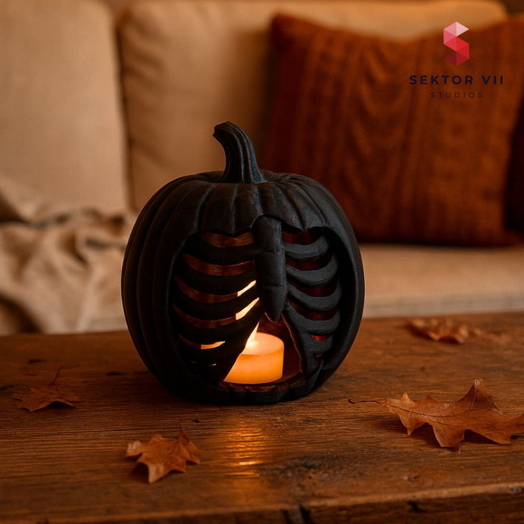 Skeleton Pumpkin Candle Holder STL, an Eerie Sturdy Design