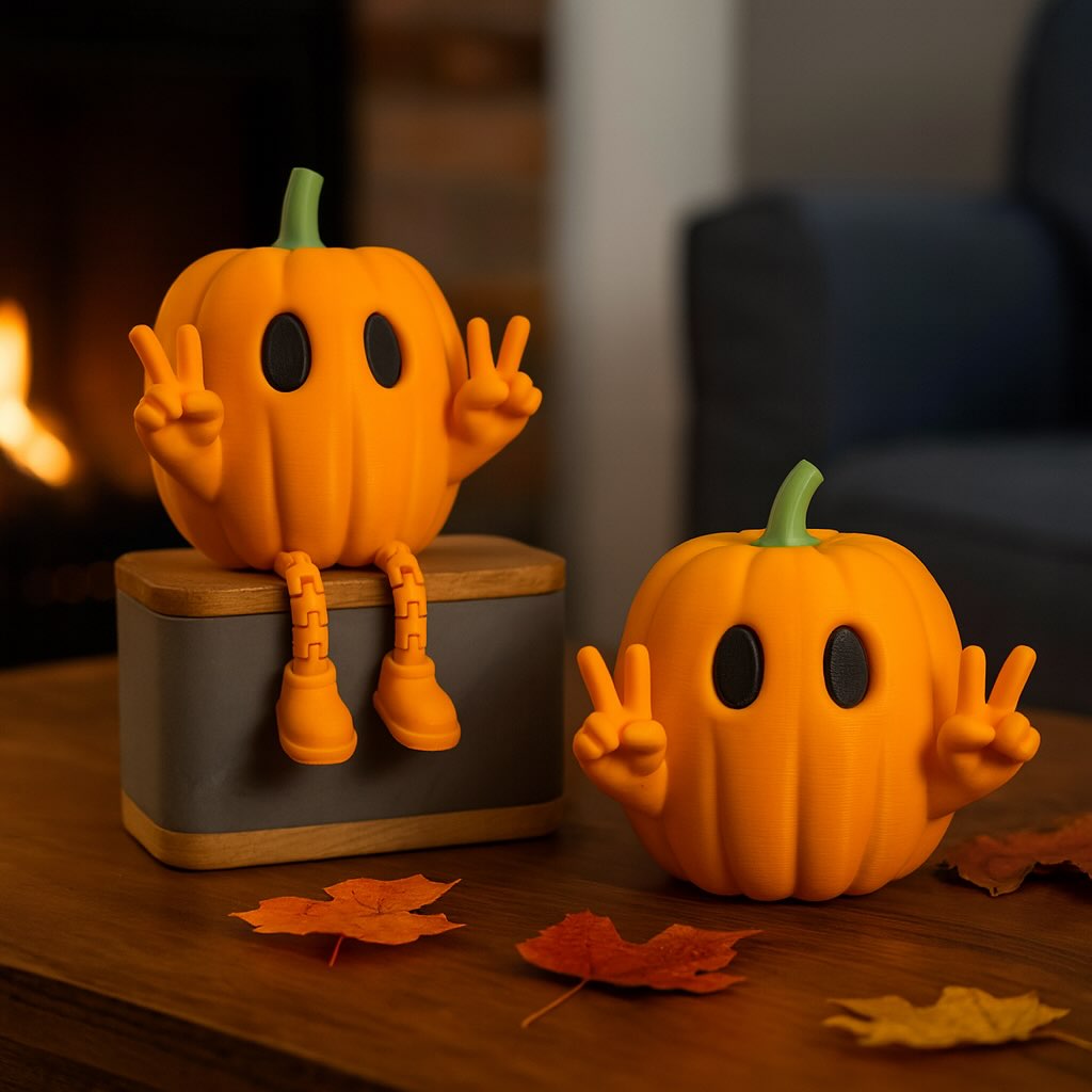 Peace pumpkin 3D print: a cheerful 4-part Halloween figure