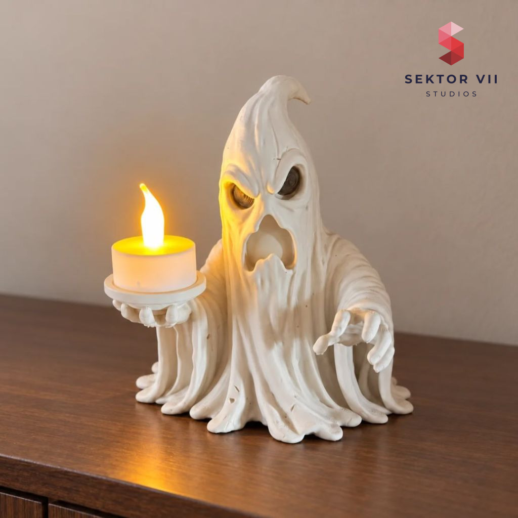 Ghost Tealight Holder STL: an eerie, sturdy Halloween print