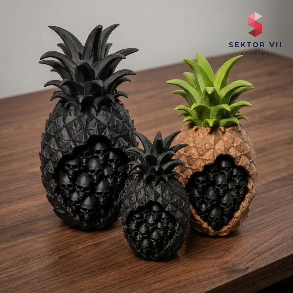 Skull Pineapple 3D Print, a Simple Eerie Halloween Piece