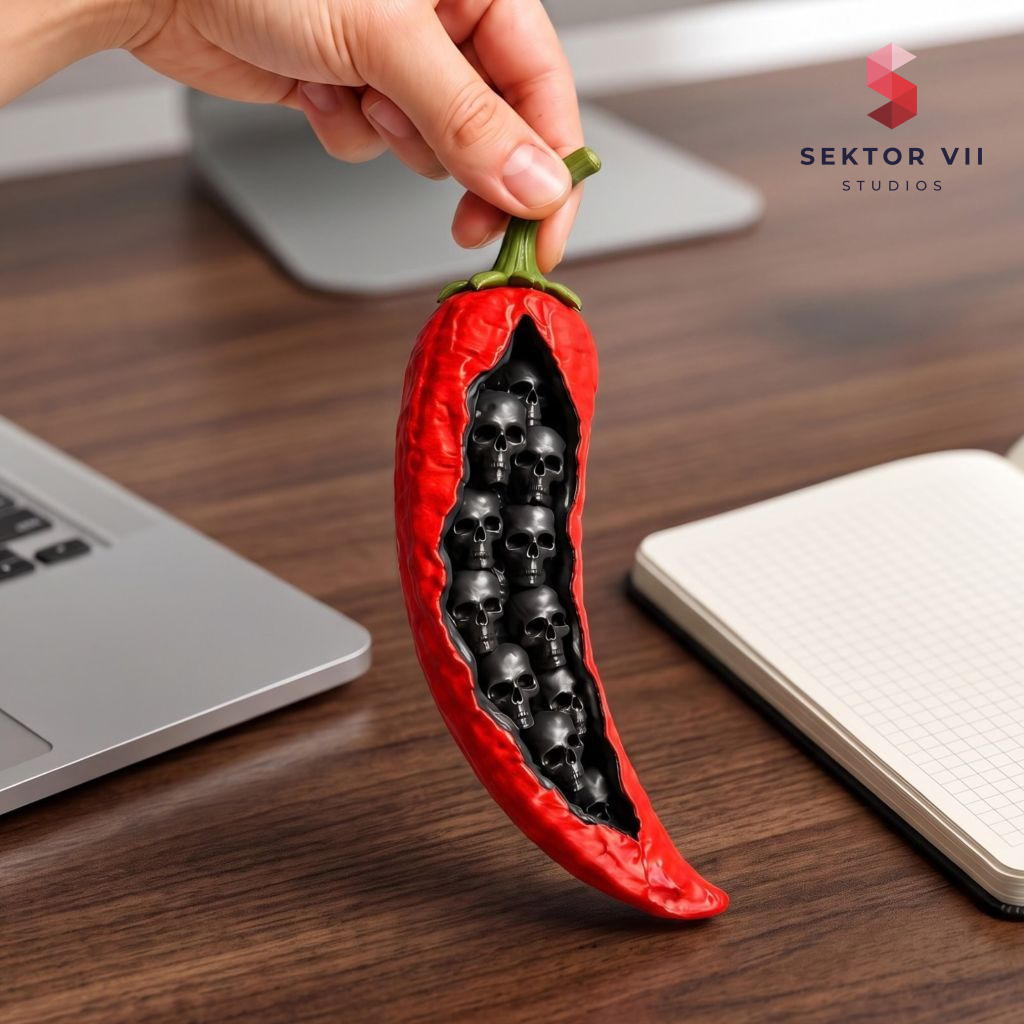 chili pepper skull 3D print, an eerie sturdy Halloween piece