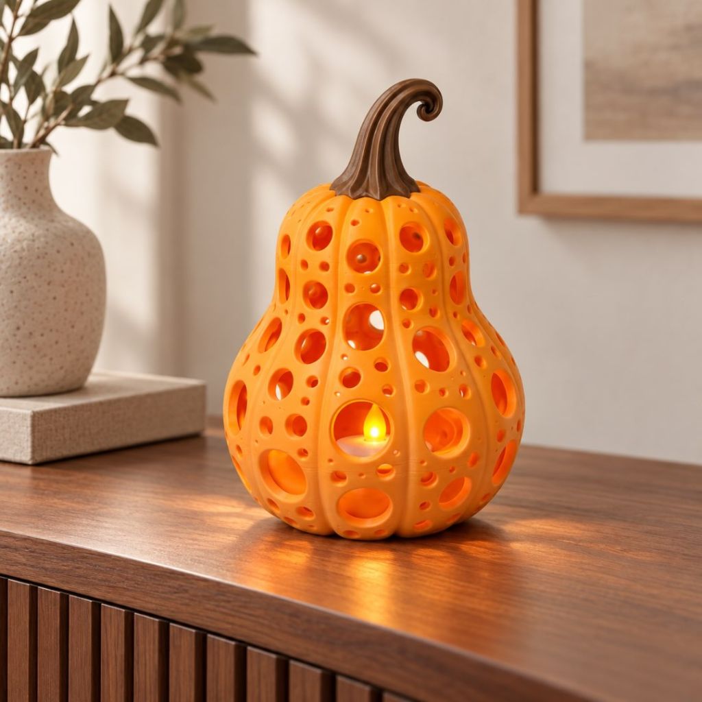 Voronoi Pumpkin Tealight Holder, a Practical Eerie Glow