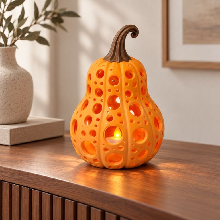Voronoi Pumpkin Tealight Holder, a Practical Eerie Glow