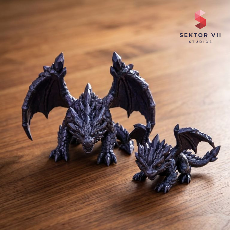 Crystal dragon 3D print, a bold fierce fantasy pair