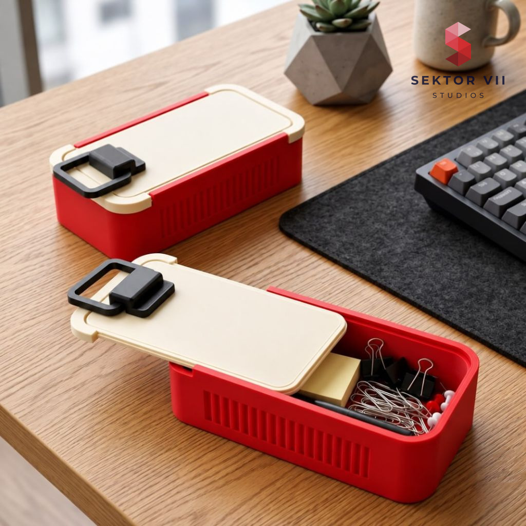 Sardine can desk organizer: a sturdy playful box