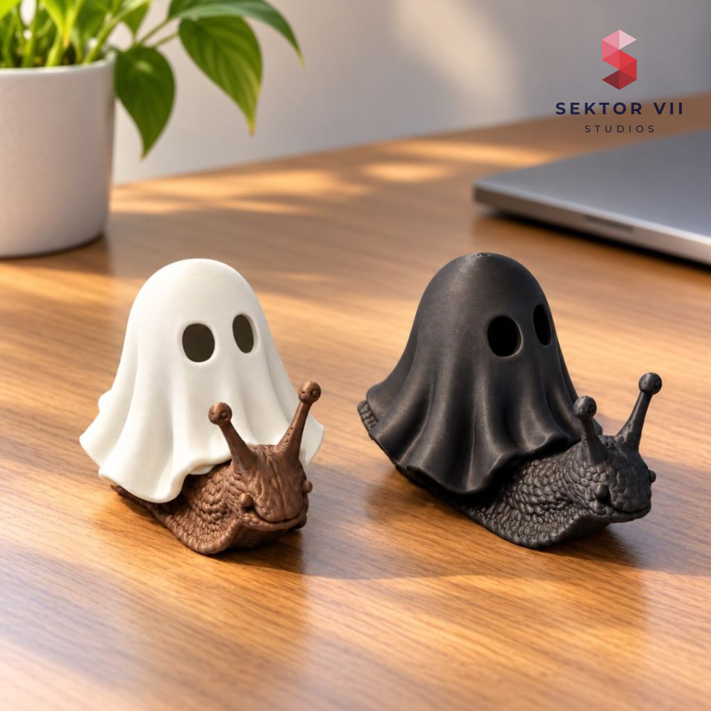 Snail with Ghost 3D Print, a Charming Halloween Duo