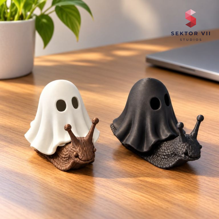 Snail with Ghost 3D Print, a Charming Halloween Duo