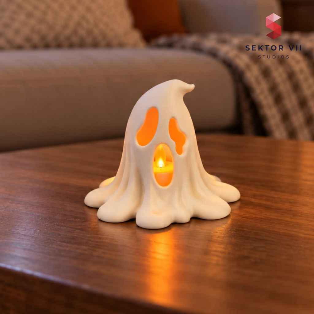 Melting Ghost Tealight Holder: an eerie, easy Halloween print