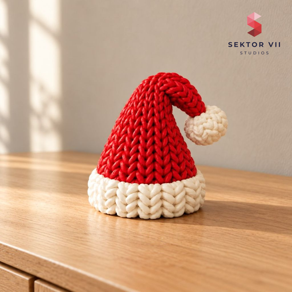 Knitted Christmas hat 3D print, a cheerful festive decoration