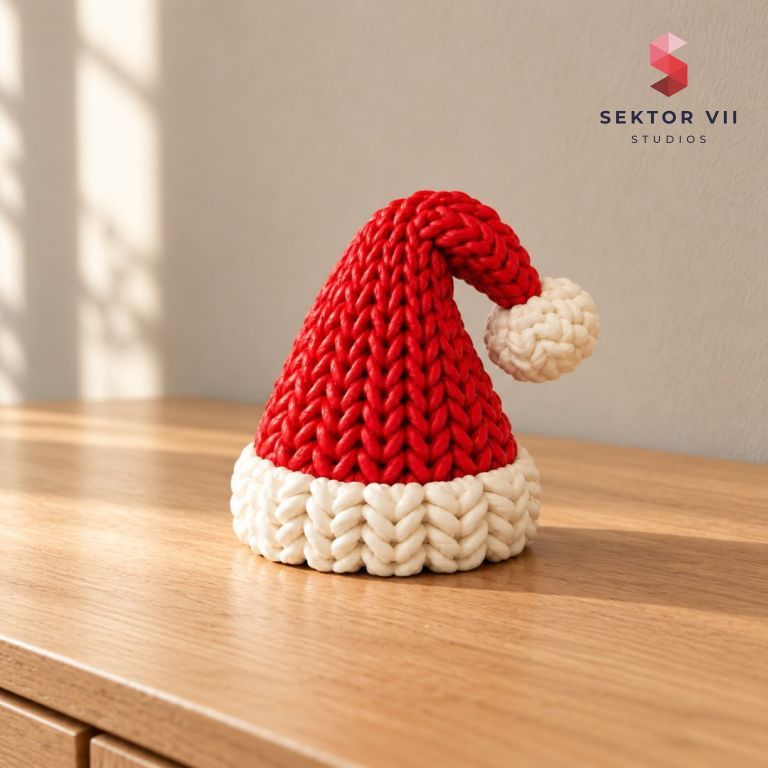 Knitted Christmas hat 3D print, a cheerful festive decoration