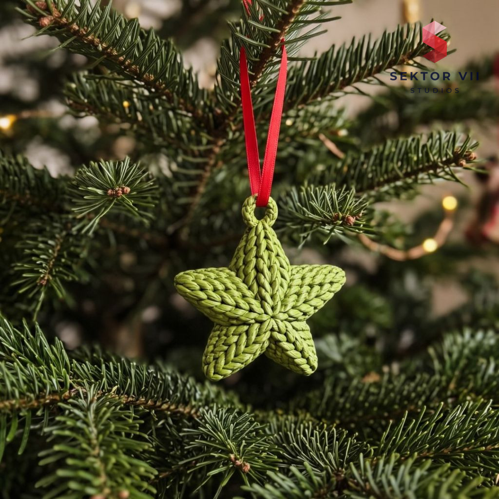 Knitted Star Ornament 3D Print: Simple Cozy Five-Point Charm