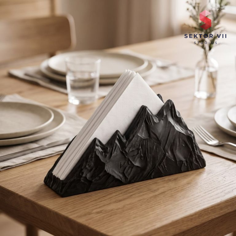 Mountain napkin holder STL: a sturdy, dramatic table piece