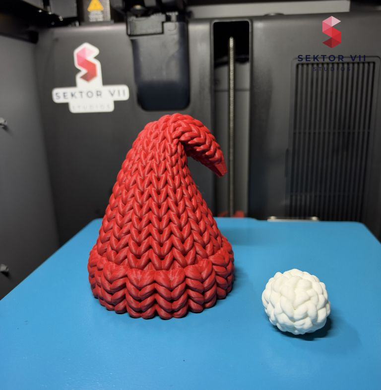 Knitted Christmas hat 3D print, a cheerful festive decoration - real photo 5 of 5