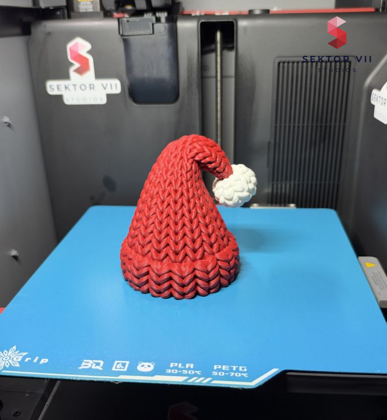 Knitted Christmas hat 3D print, a cheerful festive decoration - real photo 1 of 5