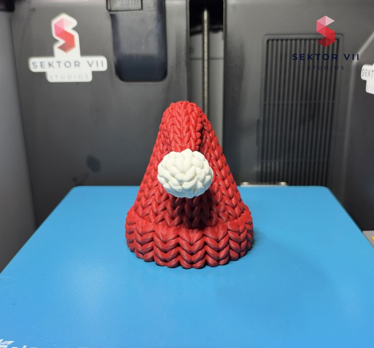 Knitted Christmas hat 3D print, a cheerful festive decoration - real photo 3 of 5