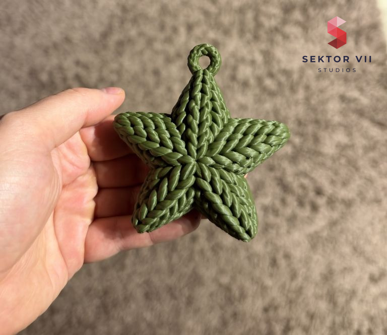 Knitted Star Ornament 3D Print: Simple Cozy Five-Point Charm - real photo 1 of 4
