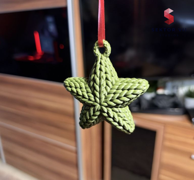 Knitted Star Ornament 3D Print: Simple Cozy Five-Point Charm - real photo 2 of 4