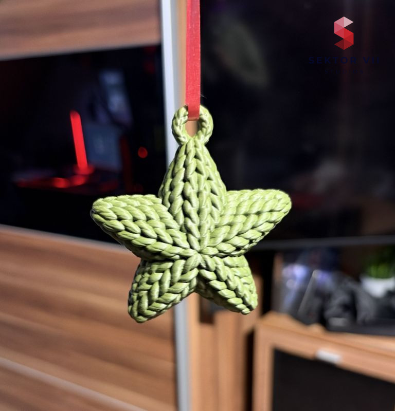 Knitted Star Ornament 3D Print: Simple Cozy Five-Point Charm - real photo 3 of 4