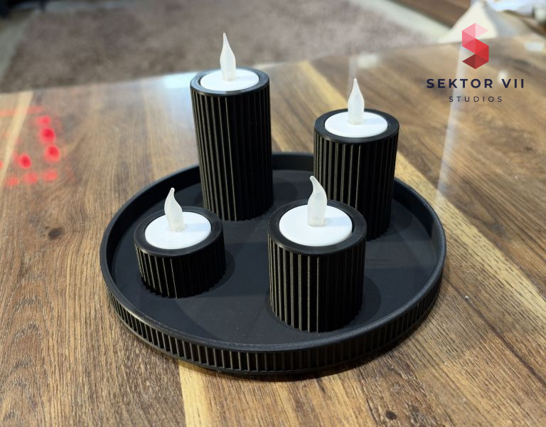 Japandi advent wreath 3D print, a calm 4-candle centerpiece - real photo 2 of 3